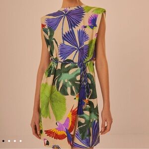 FARM Rio Purple Green Sleeveless Sundress Mini